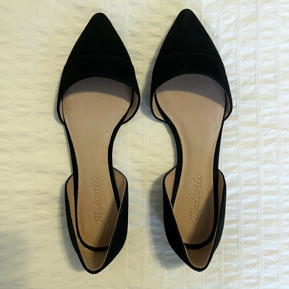 Madewell d’Orsay Flat in Black Suede, Size 8